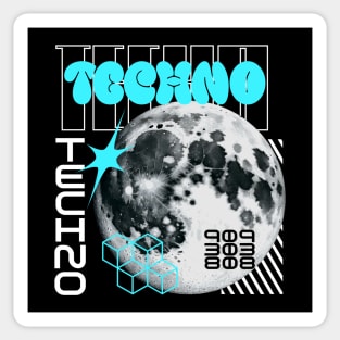 TECHNO  - Y2K Planet (Blue) Sticker